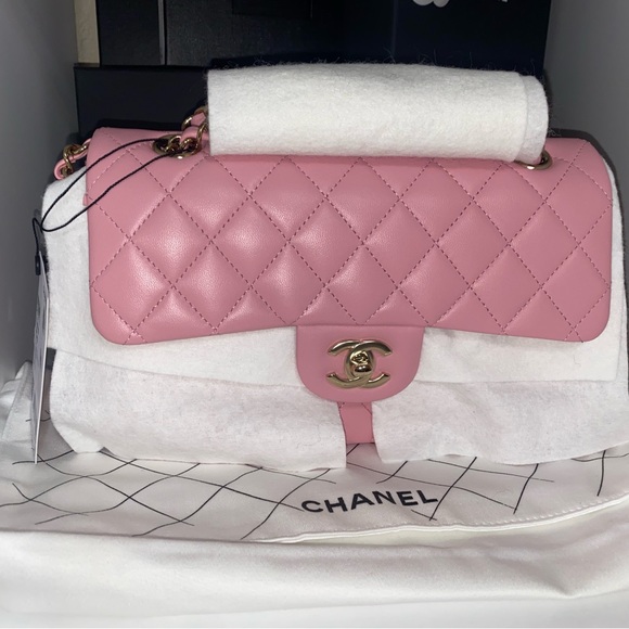 RARE NIB CHANEL CLASSIC DOUBLE FLAP PINK - Picture 9 of 17